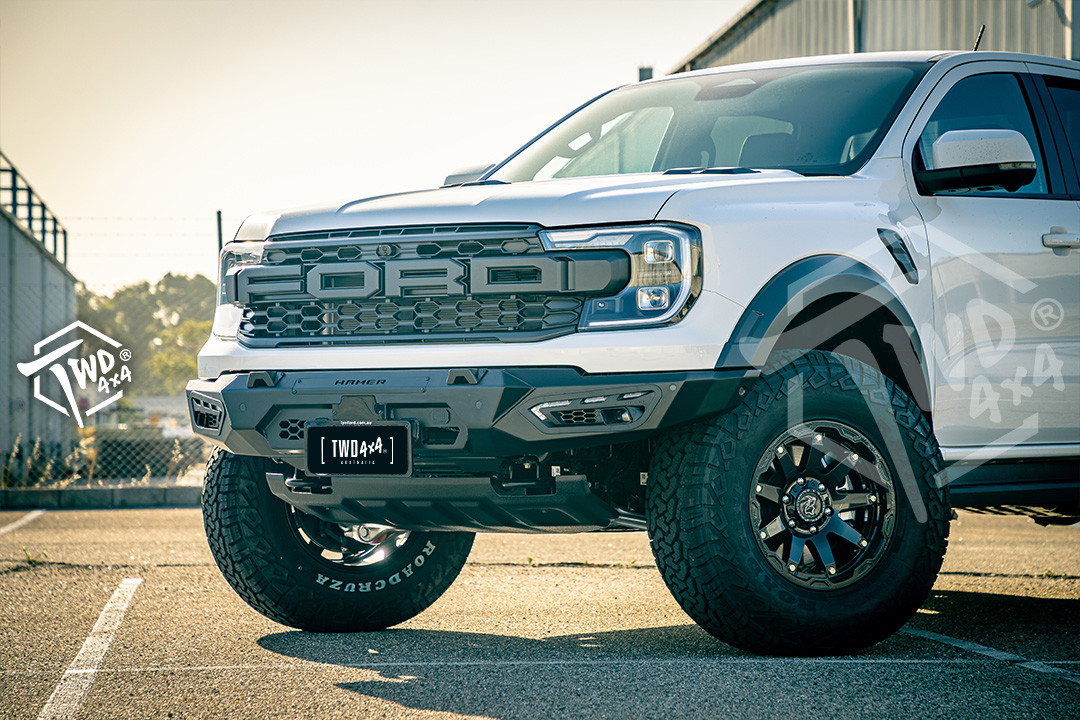 Twd 4x4 Hamer bull bar rear bar Vikor E shutter wheels and tyres Next Gen Raptor white 20230116_2-1