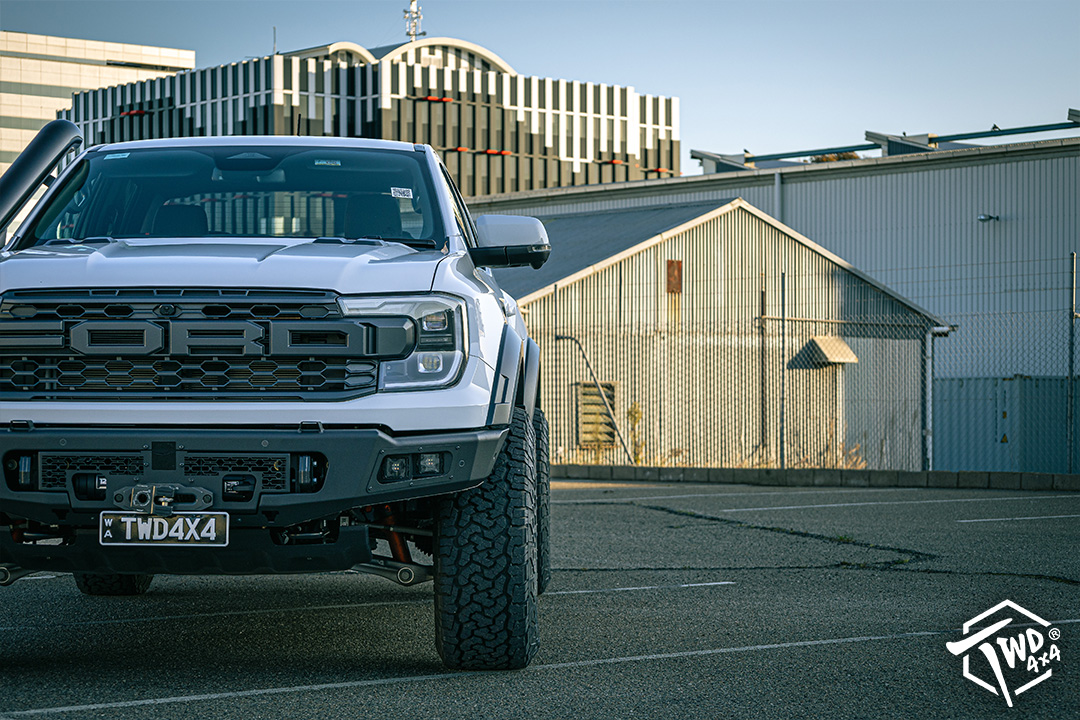 Twd 4x4 Option V1 bull bar Vikor lights winch switch panel snorkel wheels tyres Next Gen Raptor white 20230804_20-1
